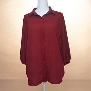 Express Women's Burgundy Blouse Size M NWOT.